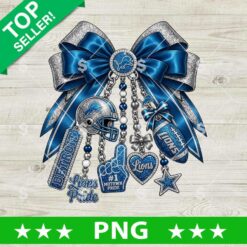Detroit Lions Glitter Bow PNG football charms keychain sublimation digital cut file design