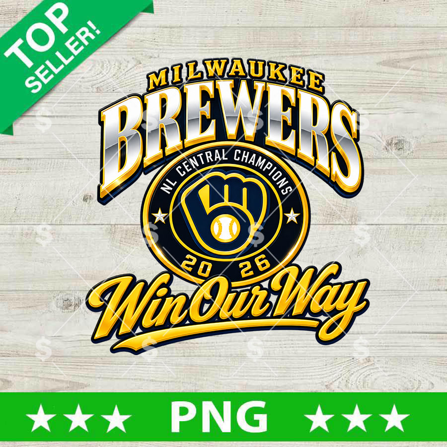 Milwaukee Brewers NL Central Champions 2026 PNG transparent background graphic for sublimation and DTF printing
