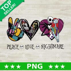 Peace Love Nightmare PNG with Jack Skellington and Sally