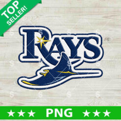 Tampa Bay Rays embroidery stitch effect PNG transparent background clipart featuring faux stitching texture, stingray mascot, and team typography for DTF and sublimation