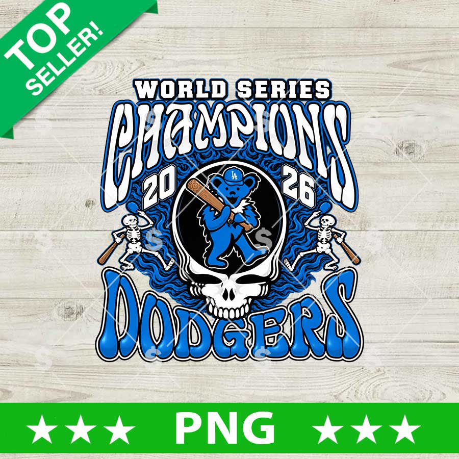 Los Angeles Dodgers World Series Champions 2026 PNG Grateful Dead baseball design