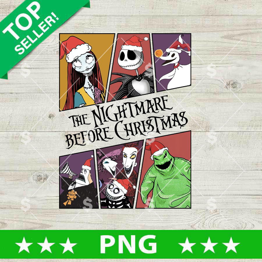 The Nightmare Before Christmas Characters PNG Christmas Sublimation Design Digital Download