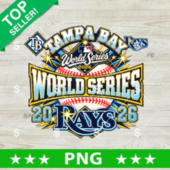 Tampa Bay Rays World Series Champions PNG design featuring distressed vintage typography, official team logo, gold trophy, and baseball diamond background for sports sublimation